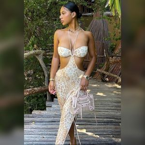 Fashion Nova leopard resort maxi dress